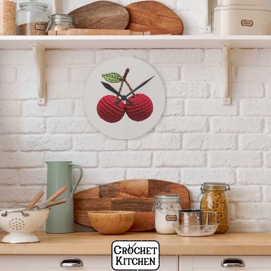 Minimalistische Girly Crochet Red Cherry Summer Fr Ronde Klok