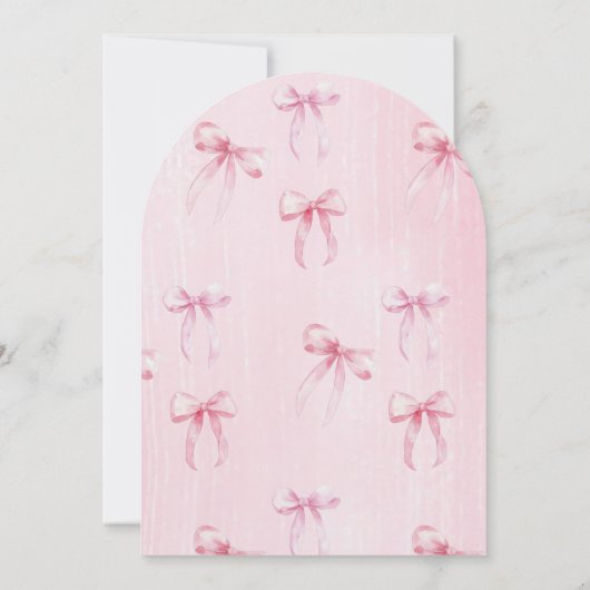 Minimalistische Girly Pink Coquette Bow 1e verjaar Kaart (Achterkant)