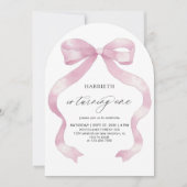 Minimalistische Girly Pink Coquette Bow 1e verjaar Kaart (Voorkant)