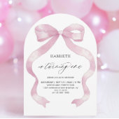 Minimalistische Girly Pink Coquette Bow 1e verjaar Kaart