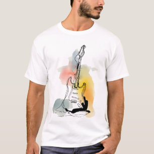 Minimalistische gitaar lijn kunst T-shirt – Waterv