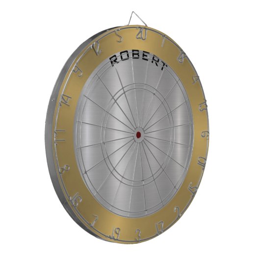 Minimalistische gladde zilveren & gouden metallic  dartbord (Voorkant Links)