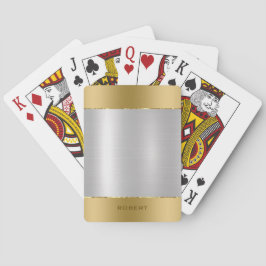 Minimalistische gladde zilveren & gouden metallic  pokerkaarten