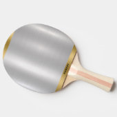 Minimalistische gladde zilveren & gouden metallic  tafeltennisbatje (Zijkant)
