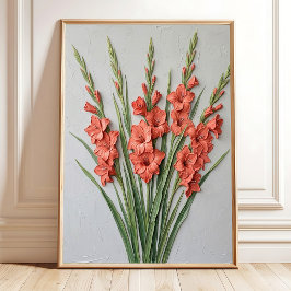 Minimalistische Gladiolus Muurkunst - Fijne Kunst Poster