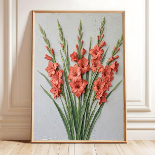 Minimalistische Gladiolus Muurkunst - Fijne Kunst Poster