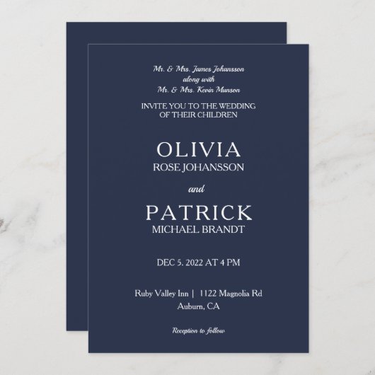 Minimalistische Glam bruiloft Kaart (Voorkant / Achterkant)