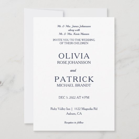 Minimalistische Glam bruiloft Kaart (Voorkant)