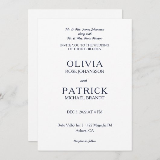 Minimalistische Glam bruiloft Kaart (Voorkant / Achterkant)