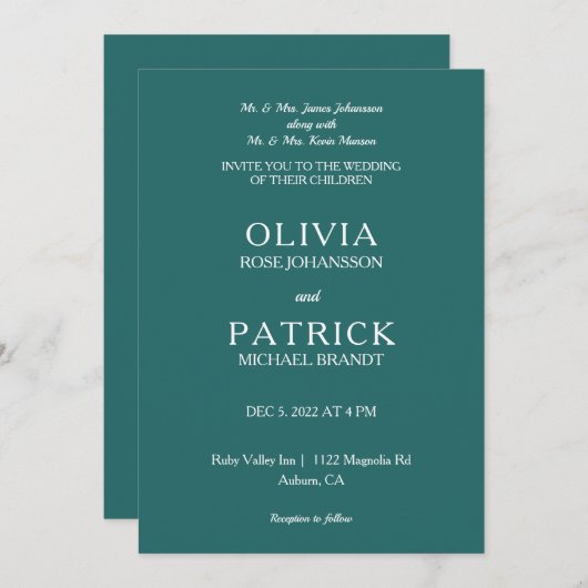 Minimalistische Glam bruiloft Kaart (Voorkant / Achterkant)