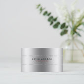 Minimalistische Glanzende Roestvrij-Staalachtergro Visitekaartje (Staand voorkant)