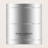 Minimalistische glanzende roestvrijstalen achtergr visitekaartje (Buitenkant ongevouwen)