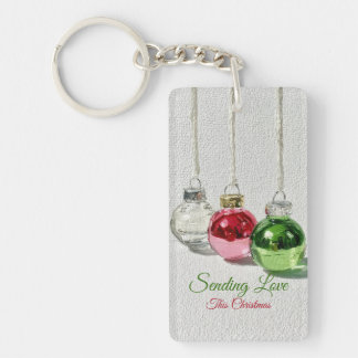 Minimalistische glazen kerstversiering sleutelhanger