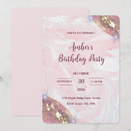 Minimalistische glitter verjaardagsuitnodiging kaart