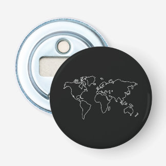 Minimalistische Globe Wereldkaart T-shirt Reizen R Button Flesopener