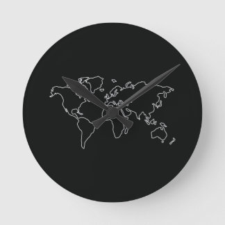 Minimalistische Globe Wereldkaart T-shirt Reizen R Ronde Klok