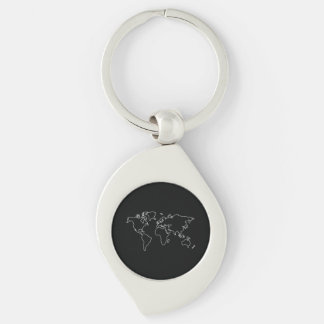 Minimalistische Globe Wereldkaart T-shirt Reizen R Sleutelhanger