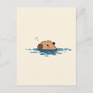 Minimalistische glurende capibara in blauwe watere briefkaart
