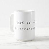 Minimalistische God is Licht Koffiemok (Voorkant links)