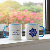 Minimalistische goede vibes, blauwe boze oog bloem mok