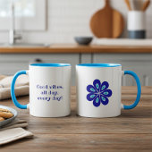 Minimalistische goede vibes, blauwe boze oog bloem mok