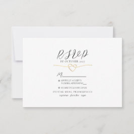 Minimalistische Gold Black Wedding RSVP Kaart