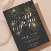 Minimalistische Gold Fireworks verlovingsfeest Kaart