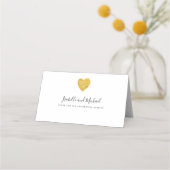 Minimalistische Gold Foil Heart Wedding Plaatskaartje (Achterkant)