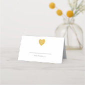 Minimalistische Gold Foil Heart Wedding Plaatskaartje (Voorkant)