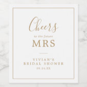 Minimalistische Gold Future Mrs. Vrijgezellenfeest Wijn Etiket (Enkel label)