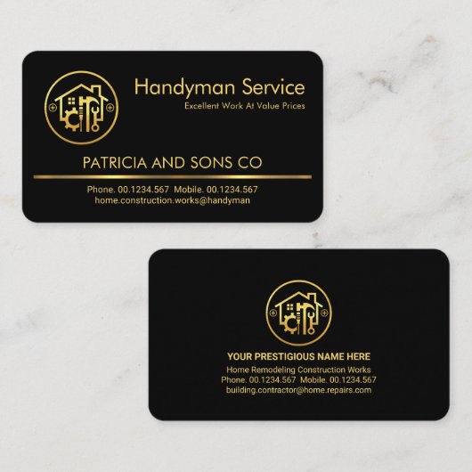 Minimalistische Gold Line Building-services Visitekaartje (Voorkant / Achterkant)