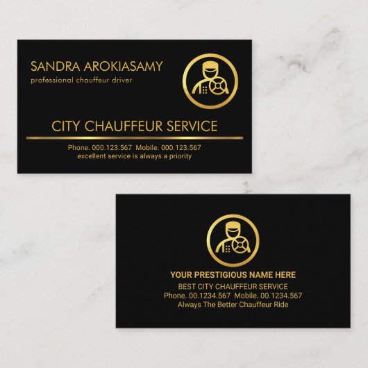 Minimalistische Gold Line Chauffeur Rijden Visitekaartje (Voorkant / Achterkant)