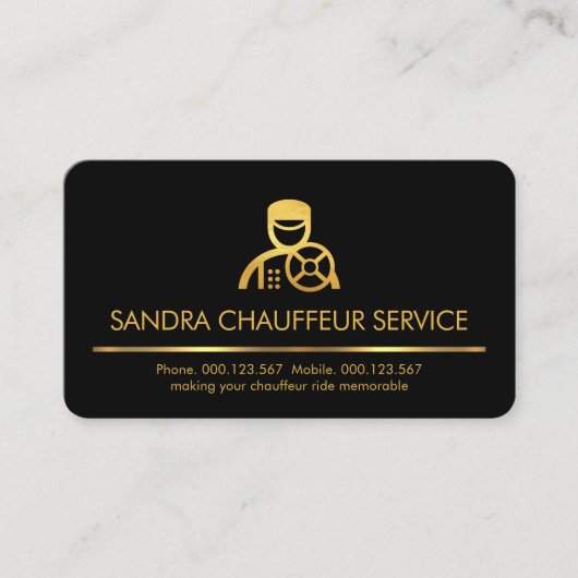 Minimalistische Gold Line Chauffeursservice Visitekaartje (Voorkant)