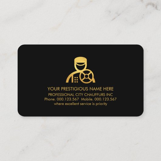 Minimalistische Gold Line Chauffeursservice Visitekaartje (Achterkant)