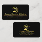 Minimalistische Gold Line loodgietersservice Visitekaartje (Voorkant / Achterkant)