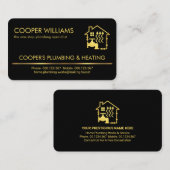 Minimalistische Gold Line Loodgietersverwarming Visitekaartje (Voorkant / Achterkant)