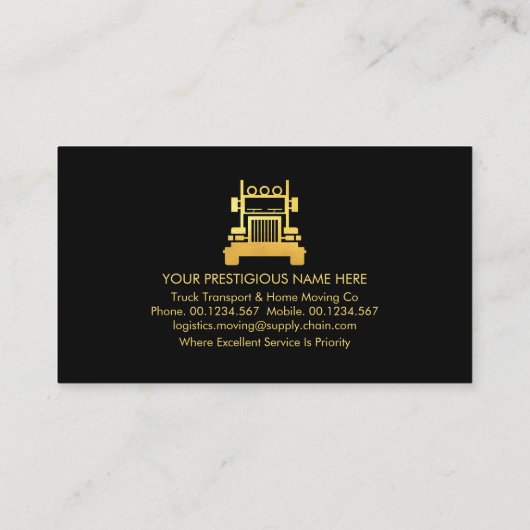 Minimalistische Gold Line Truck Driver Visitekaartje (Achterkant)
