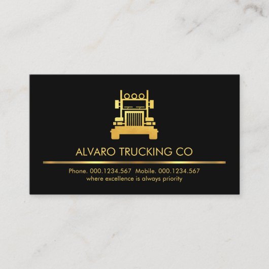 Minimalistische Gold Line Truck Driver Visitekaartje (Voorkant)