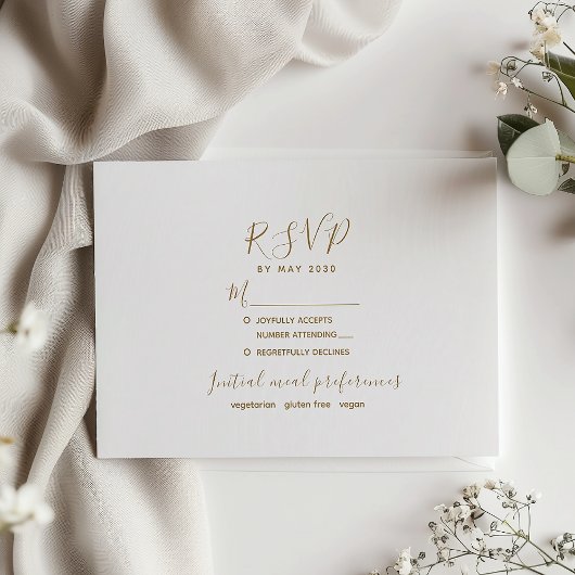 Minimalistische Gold Modern Wedding RSVP Kaart