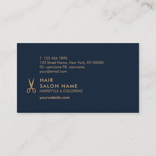 Minimalistische Gold Scissors Hair Stylist Loyalty Visitekaartje (Achterkant)