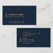 Minimalistische Gold Scissors Hair Stylist Loyalty Visitekaartje (Voorkant / Achterkant)