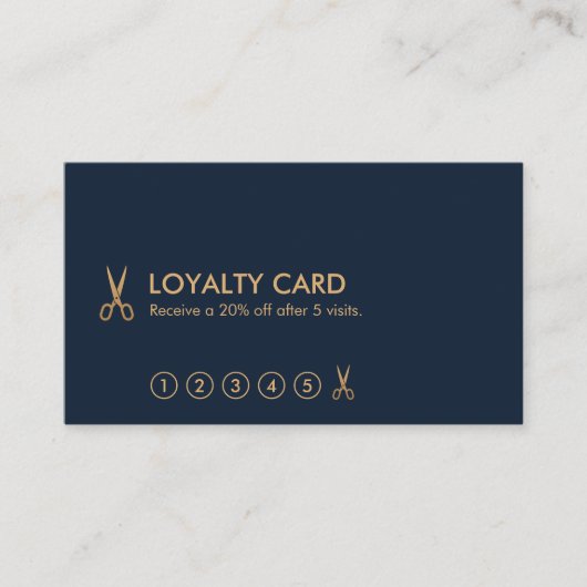 Minimalistische Gold Scissors Hair Stylist Loyalty Visitekaartje (Voorkant)