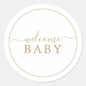 Minimalistische Gold Welcome Baby shower Sticker (Voorkant)
