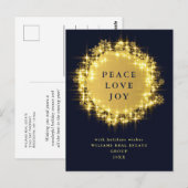 Minimalistische Golden Sparkle Lights Navy Kerstmi Briefkaart (Voorkant / Achterkant)