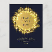 Minimalistische Golden Sparkle Lights Navy Kerstmi Briefkaart (Voorkant)