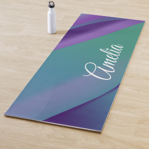 Minimalistische golf paarse turquoise violet met n yogamat