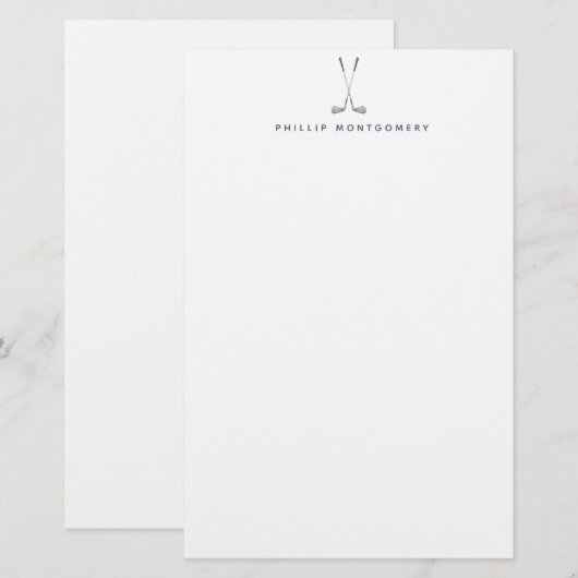 Minimalistische golfclubs gepersonaliseerd briefpapier (Voorkant / Achterkant)