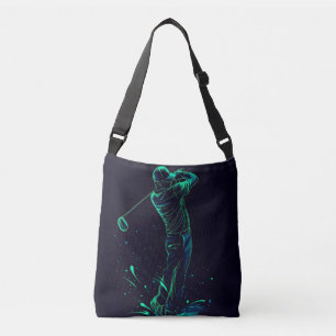 Minimalistische Golfer Green Glow Silhouette Crossbody Tas
