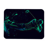 Minimalistische Golfer Green Glow Silhouette Magneet (Horizontaal)