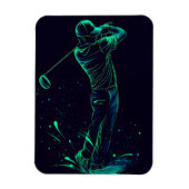 Minimalistische Golfer Green Glow Silhouette Magneet (Verticaal)